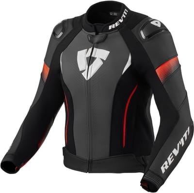 REV’IT! Xena 4 Pro Dames Zwart Neon Rood Motorjas - Maat 46 - Jas