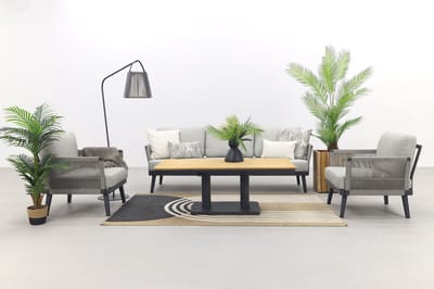 Durban/Medina teak verstelbare stoel-bank loungeset - 4-delig - Op=Op