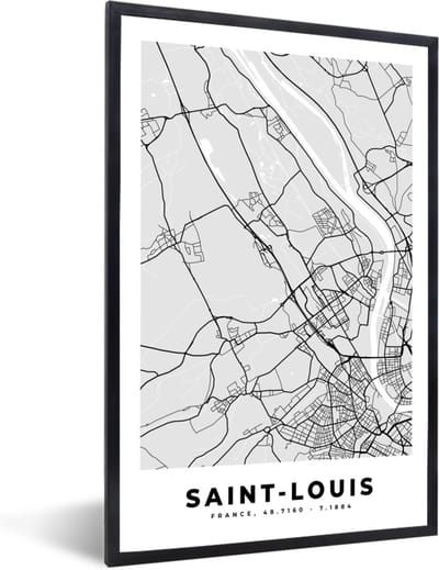 Fotolijst incl. Poster - Plattegrond - Kaart - Stadskaart - Frankrijk - Saint-Louis - 40x60 cm - Posterlijst