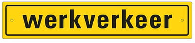 Bordje werkverkeer met zuignapjes 400 x 80 mm