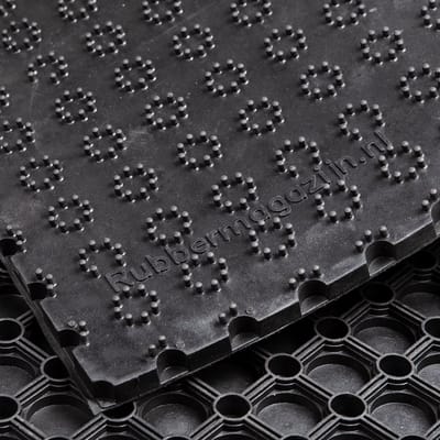 Rubbermat - Rubber Ringmat met Gesloten bodem - - 100x100x2,2cm - werkplaatsmat - entreemat - schoonloopmat