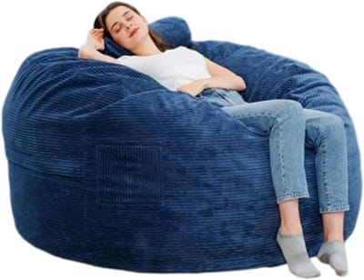 Zitzak Stoel - Lounge Stoel - Ontspannen Thuis - Gezellig Corduroy - 175x76cm - Donker Blauw