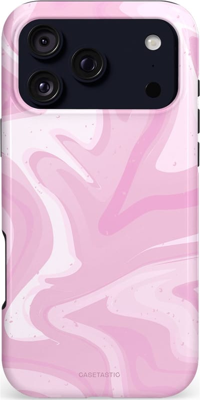 Casetastic hoesje geschikt voor Apple iPhone 17 Pro Max - MagSafe - Dubbellaagse bescherming - Zoet Roze Marmer - Fashion Case - Lichtroze Wit
