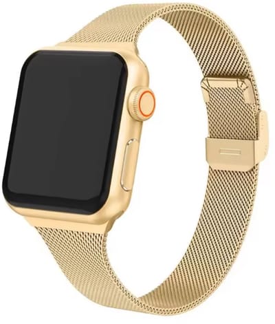 New Age Devi - Bandje geschikt voor Apple watch Milanees Horloge Band - Champagne Goud 3840 MM - Milanese Gesp - Armband voor Apple Watch Series 123456SE