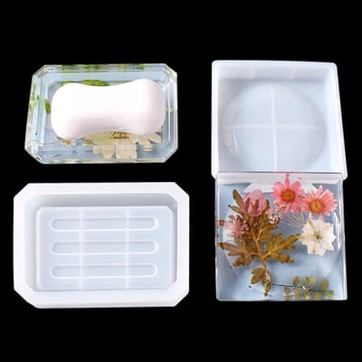 Dailygoods- Zeepbakje - Siliconen Mal - Set van 2 - Vierkant/Rechthoekig - 4,33/5,12 inch - Voor Opslag/Sieraden/Organizers - Zeepdispenser