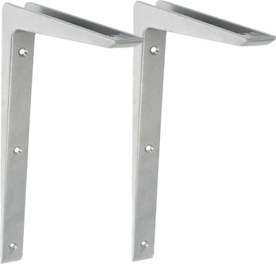 AMIG Plankdrager/planksteun - 2x - aluminium - gelakt zilvergrijs - H300 x B200 mm - boekenplank steunen