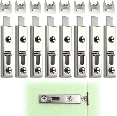 8x Metal Sluiting Set voor Deuren en Meubels - Schuifslot 70mm, Vernikkeld, Inbraakbeveiliging
