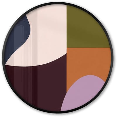 Poster in lijst Rond - Fotolijst 60x60 cm - Posters - Vormen - Abstract - Kleuren - Vierkant - Ronde posterlijst zwart - Decoratie - Wanddecoratie woonkamer - Muurdecoratie slaapkamer