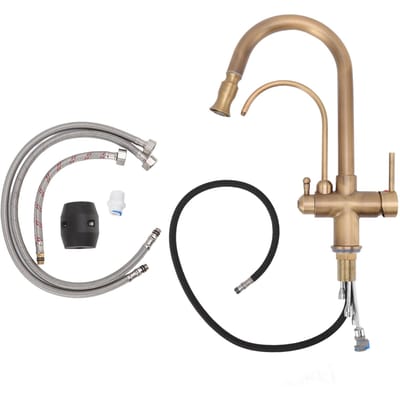 Lente Keukenmengkraan 3-in-1 Gefilterd Water Spoelbak Kraan Universele Dubbele Gebruik Kranen met Uittrekbare Spuit gray