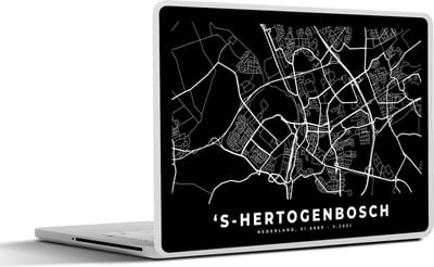 Laptop sticker - 17.3 inch - 's-Hertogenbosch - Kaart - Zwart - 40x30cm - Laptopstickers - Laptop skin - Cover