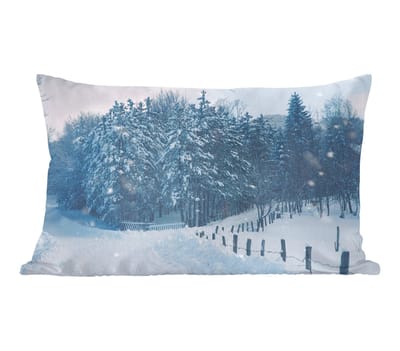 Sierkussens - Kussentjes Woonkamer - 50x30 cm - Bos - Sneeuw - Winter - Kerstversiering - Kerstdecoratie voor binnen - Woonkamer