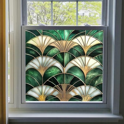 Alwayspon Niet-klevende glas in lood regenboog raamfolie, Art Nouveau Stijl Verwijderbare Vinyl Statische Venster Klampen Privacy Stickers, Anti UV Warmte Controle Glasfilm
