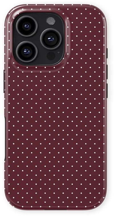 Micro Dots Tough Hoesje geschikt voor iPhone 16 Pro | Geschikt Voor Mag | Stippen Motief Backcover geschikt voor iPhone 16 Pro Wine Dots