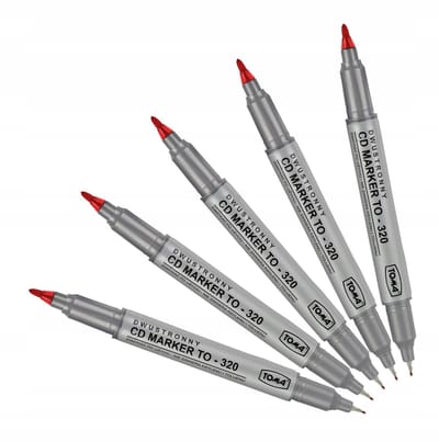 5x Rode Dubbelzijdige CD Markers - Permanent, Waterdicht