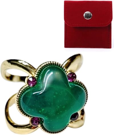 Youhomy sjaal speld Jade groen Goudkleurig- Sjaalklem Klaver - Sjaal Klem - Ring 40x40MM | Cadeau voor vrouwen| Moederdag cadeau| Valentijnsdag cadeau