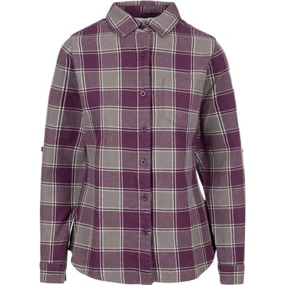 Trespass Dames-shirt Mindy met geruit patroon en lange mouwen (Donker mauve)