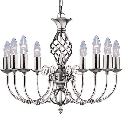 Searchlight ZANZIBAR Kroonluchter 8 Lichts Zilver