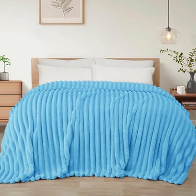 Extra Zachte Flanellen Fleece Deken Queen Size - Gestreepte Jacquard Bed Deken - Lichtgewicht en Cosy - 230x230 cm