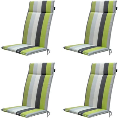 Madison - Tuinstoelkussen Hoge Rug Victoria green - Ca. 120x50 cm - Set van 4