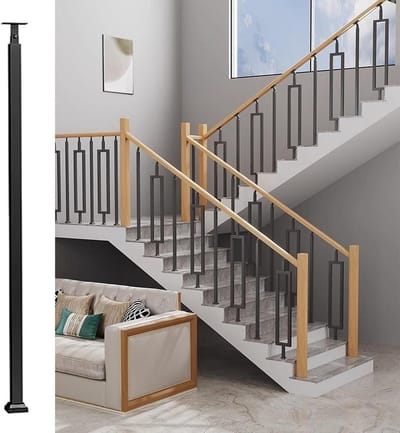 Trapleuning Set - Metalen Reling - Veilige Trappen - Verstelbare Hoek - 95 cm - Zwart