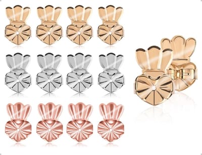 Dailygoods- Oorstekersluitingen 12 Stuks - Oorbel-achterklepliften - Goud/Zilver/Roségoud - Modieus Ontwerp - Betrouwbare Oorbelbevestiging - Duurzaam Materiaal - Oorbel Sluitingen