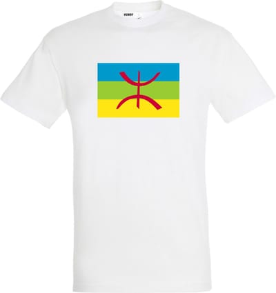 T-shirt Amazigh / Berberse Vlag | Marokko Shirt | WK 2022 Voetbal | Morocco Supporter | Wit | maat XS