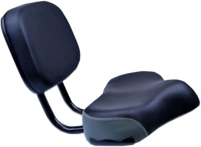 Fietszadel met rugleuning - Comfortabel fietsstoel - Comfortabel fietsen - Extra breed en oversized - Breed 11.5 inch - Zwart-grijs
