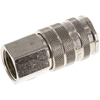 Vernikkeld Messing DN 10 Luchtkoppeling Snelkoppeling G 1/2 inch Binnendraad Double Shut-Off - CLS10-F-BN-SV-012