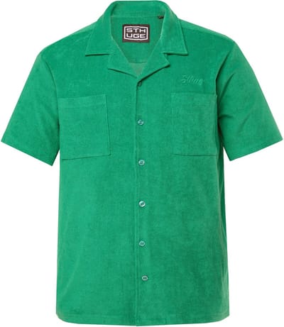 STHUGE - Heren - overhemd korte mouwen Cubaanse kraag badstof Boxy Fit tot 8XL - Smaragdgroen - Maat 3XL