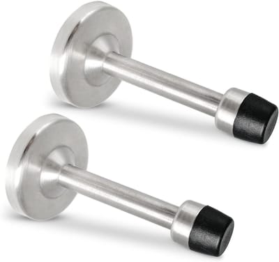 Deurstoppers RVS - Deurhouders Muur - Muren Beschermen - Met Rubberen Bumper - 10 cm - Gevlekt