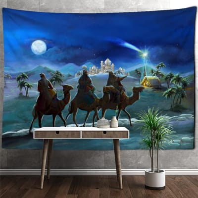 Kameel Print Polyester Wandtapijt Muurhanger Kerstpatroon Psychedelische Hekserij Woonkamer Huisdecoratie 150x100 cm