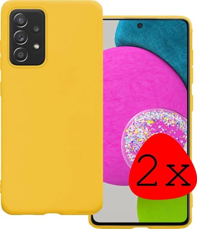 Hoesje 2 Stuks - Geschikt voor Samsung Galaxy A52s 5G - Sterk & Shockproof - Case Siliconen - Back Cover - Telefoon Hoes - Geel