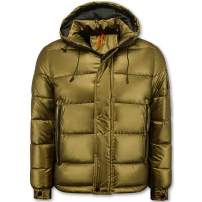 Goudkleurige Puffer Jas Heren met Capuchon