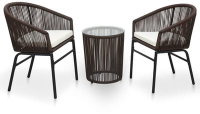 Balkonset 2 personen - Tuinset - Bistroset - Weerbestendig - 3 delig - Tuintafel en 2 stoelen - 2 personen - PE-rattan - Bruin
