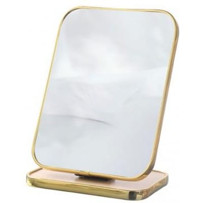 Ecarla Miroir Cosmétique sur Pied, Unilatéral Cadre Doré 15X20cm L19