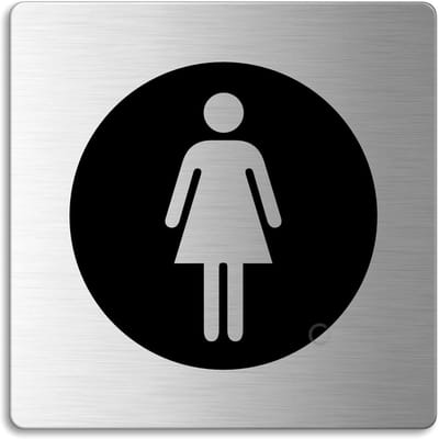 Toiletbordje Vrouwen - Deurbordje RVS - Aanduiding Deur - Zelfklevend - 85x85 mm - Zilver