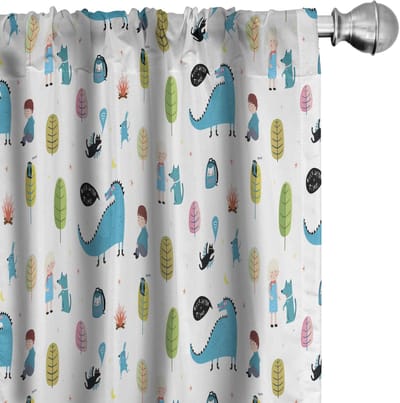 ABAKUHAUS Draak Gordijnen – 2x75x225 cm – Mikrofaser – Veelkleurig