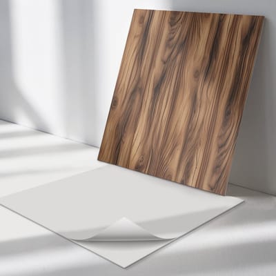 Wallfluent Vinyl Tegels - Natuurlijk Houtpatroon Zelfklevende Vinyltegels - 30 cm x 30 cm - Bruin Vinyl Tegels - Set van 9 - Vierkant PVC Tegels - Texturen Plaktegels - Vloer Tegels PVC - Plaktegels Keuken en Badkamer