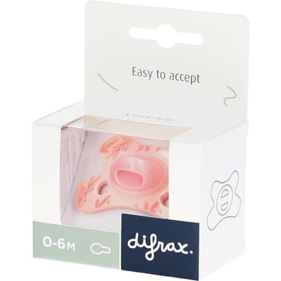 Difrax Natural Fopspeen - 0-6 Mnd - Soft Pink Leafs