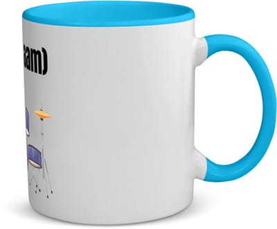 Akyol - drumstel met eigen naam koffiemok - theemok - blauw - Drummen - muziek liefhebbers - drummers - verjaardag - cadeau - kado - 350 ML inhoud