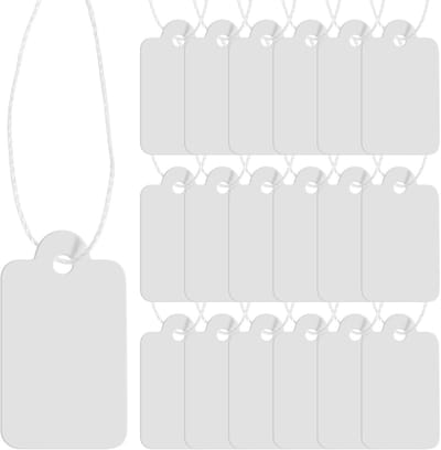 Dailygoody - Wit Prijskaartjes - Geregen Markering Tags - Duurzaam Papieren Labels - 500 Stuks - Voor Kleding en Sieraden - 23x13mm