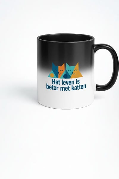 Magische Katten Mok - Het Leven is Beter met Katten Warmtegevoelige Mok