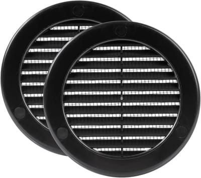 2-delige Ronde Ventilatie Rooster met Flens en Ingebouwd Hor - 10.2 cm