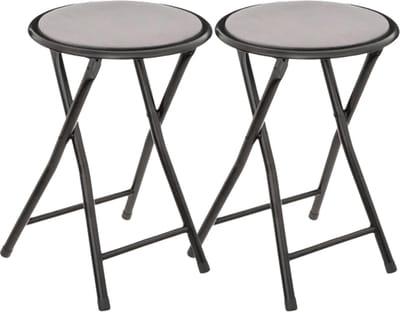 4x stuks bijzet krukje/stoel - Opvouwbaar - zwart/grijs - 46 cm