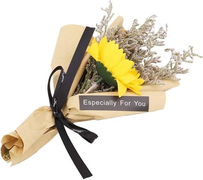 Gedroogde Bloem Zonnebloem - Natuurlijk Boeket - Feestelijke Decoratie - Behoudt Kleur Vele Jaren - Hoogte 25cm - Geel