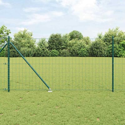 vidaXL - Euro-hek - met - grondpennen - 10 - x - 1 - m - PVC-Coated - Staal - Groen - Mesh