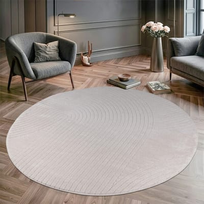 Muratap Vivant japandi art rond vloerkleed laagpolig effen - 160 cm rond