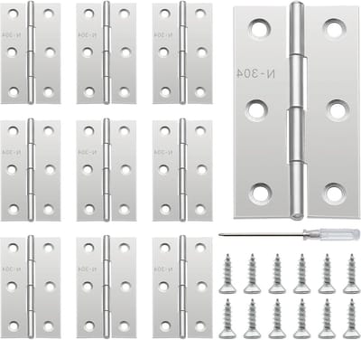Opvouwbare RVS Scharnieren 67 x 42 x 1 mm - Set van 10 - Ideaal voor Deuren, Ramen en Kasten - 270 Graden Beweeglijkheid met 60 Schroeven