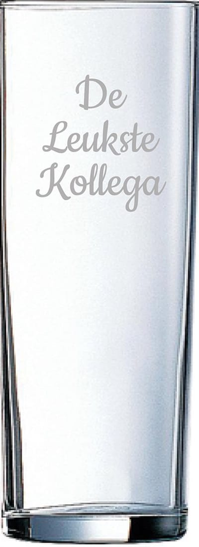 Gegraveerde longdrinkglas 31cl De Leukste Kollega