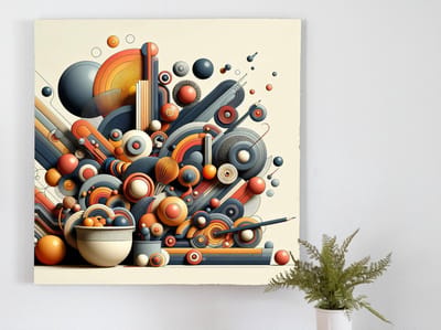 Abstract stilleven schilderij | Prisma van stilte: een hedendaags abstract stilleven meesterwerk | Kunst - 80x80 centimeter op Dibond | Foto op Dibond